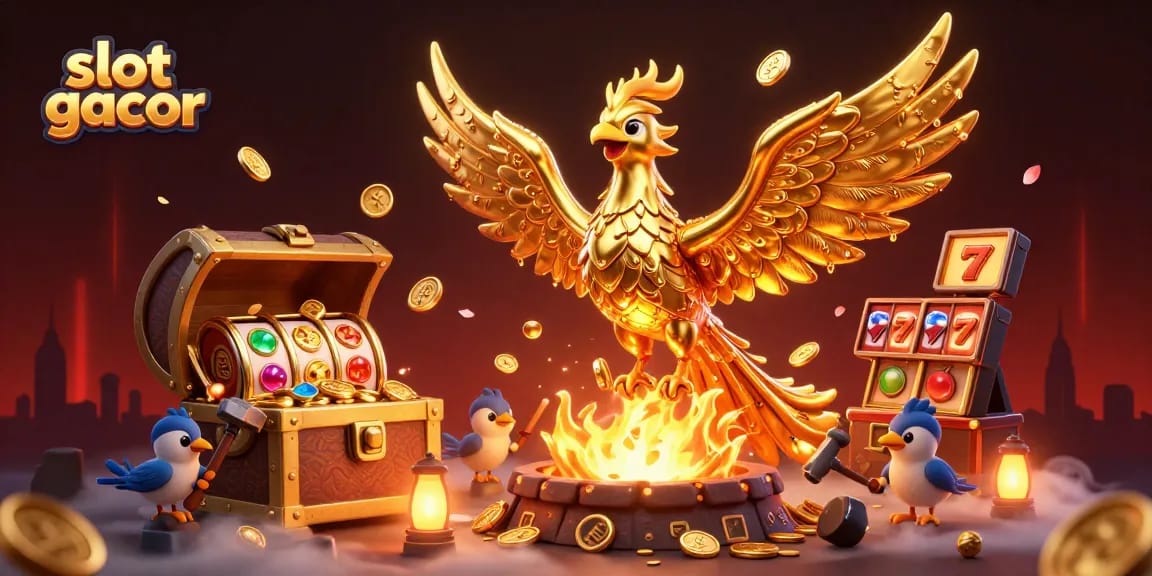 Experience slot gacor excitement with a molten phoenix and dynamic gaming elements in action.