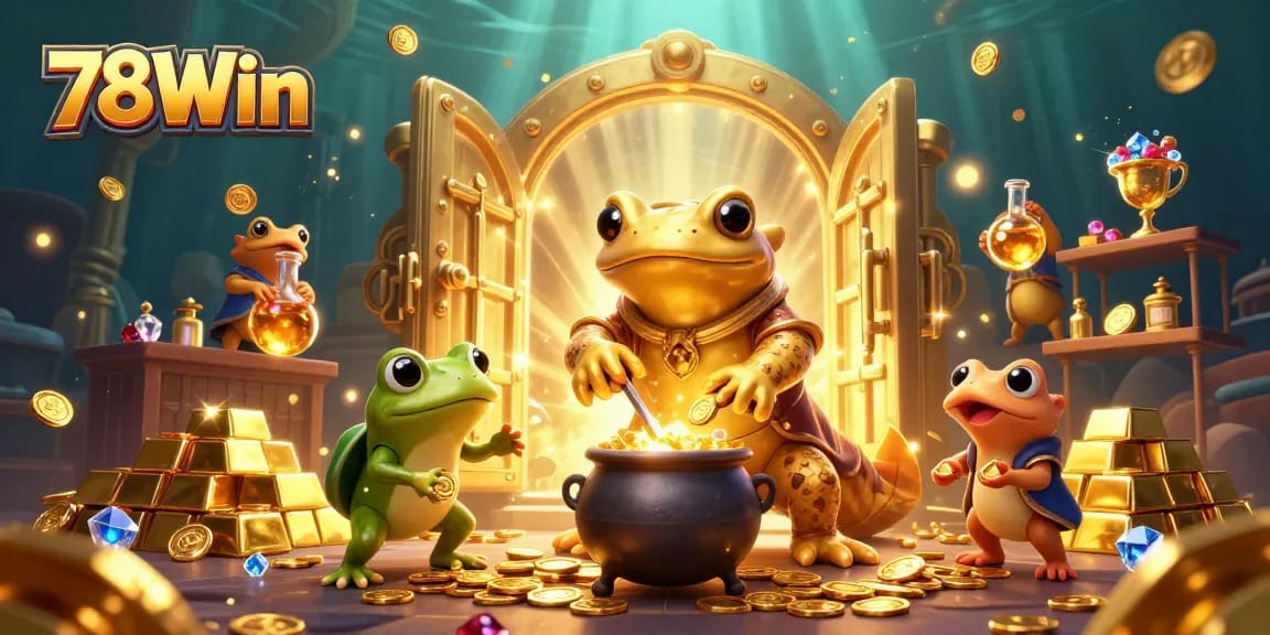 Experience the thrill of 78Win with gold coins and magical elements in this immersive casino scene.