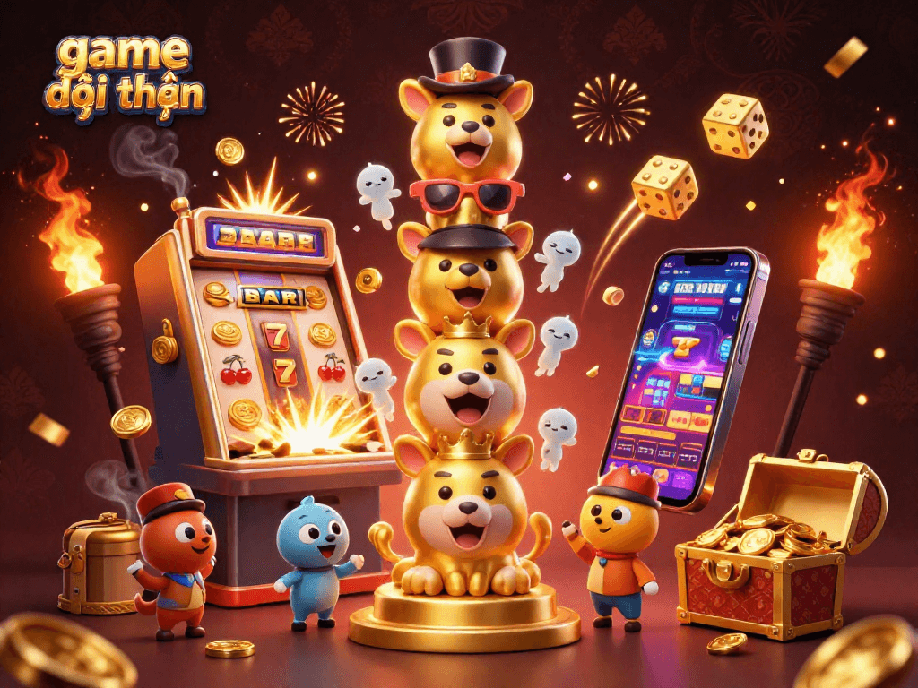Experience the thrill of game đổi thưởng through this vibrant 3D casino scene featuring chaotic action and spectacular visuals.