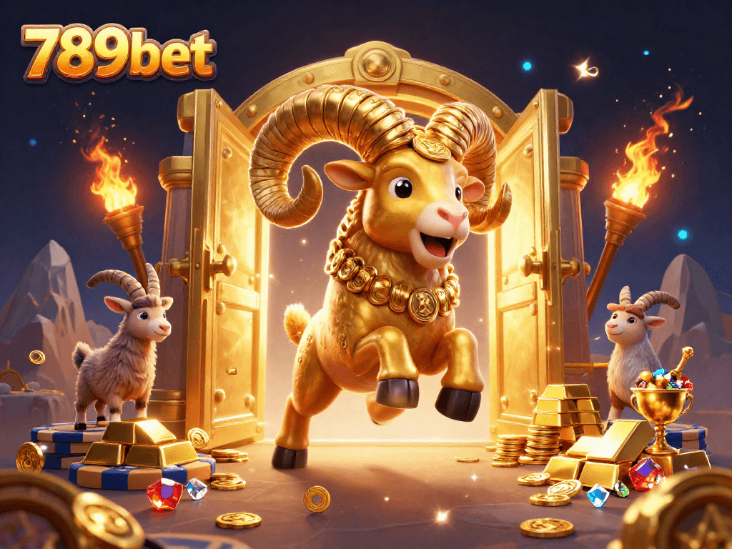 Experience thrilling gameplay with 789bet in an ultra-detailed 3D casino illustration featuring golden treasures and excitement.
