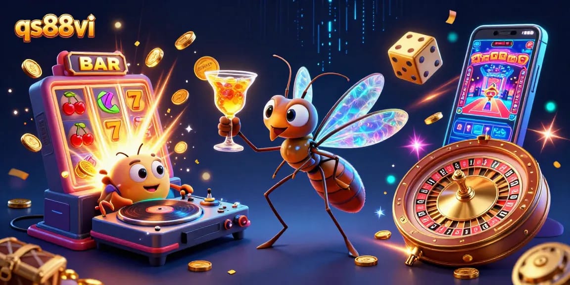 Experience excitement with qs88vi as a frozen mosquito mascot embodies casino fun amid a dynamic jackpot explosion.