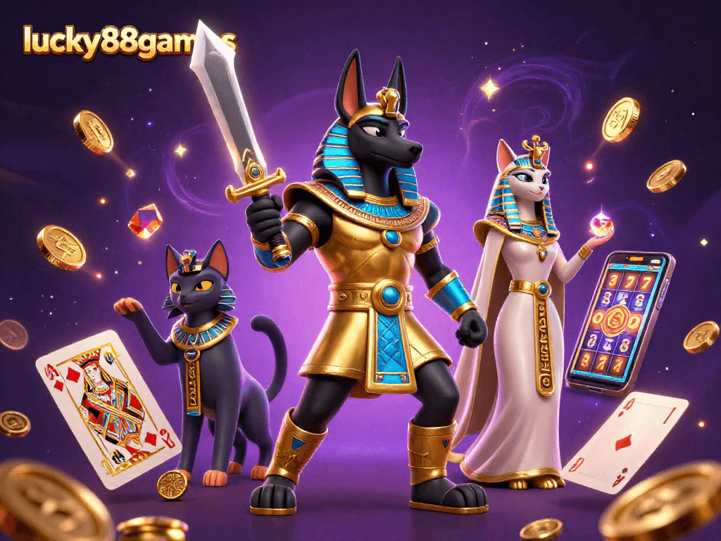 Spin to win big with lucky88games in a vibrant casino-themed scene featuring iconic characters.