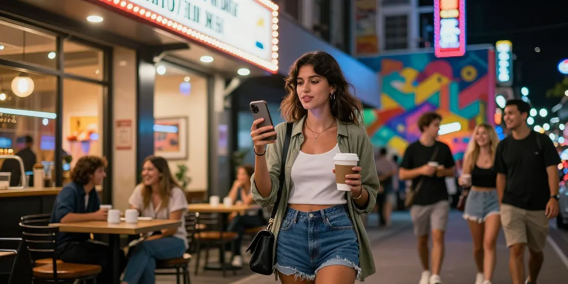 Hình ảnh gái gọi trong bối cảnh phố đêm sôi động với ánh đèn neon rực rỡ.
