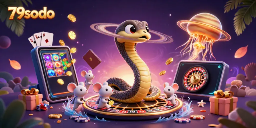 Experience thrilling gameplay at 79sodo, a vibrant universe with dynamic elements of roulette and slots.