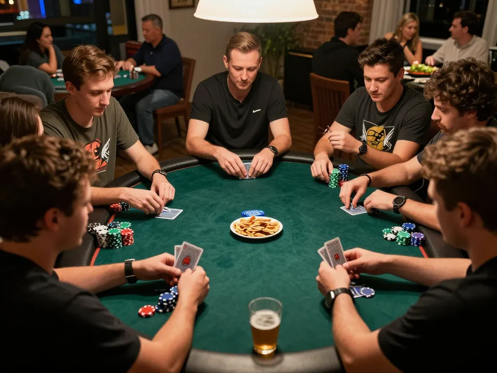 Players engage in an exciting poker night while using 98win98 for strategy and gameplay.