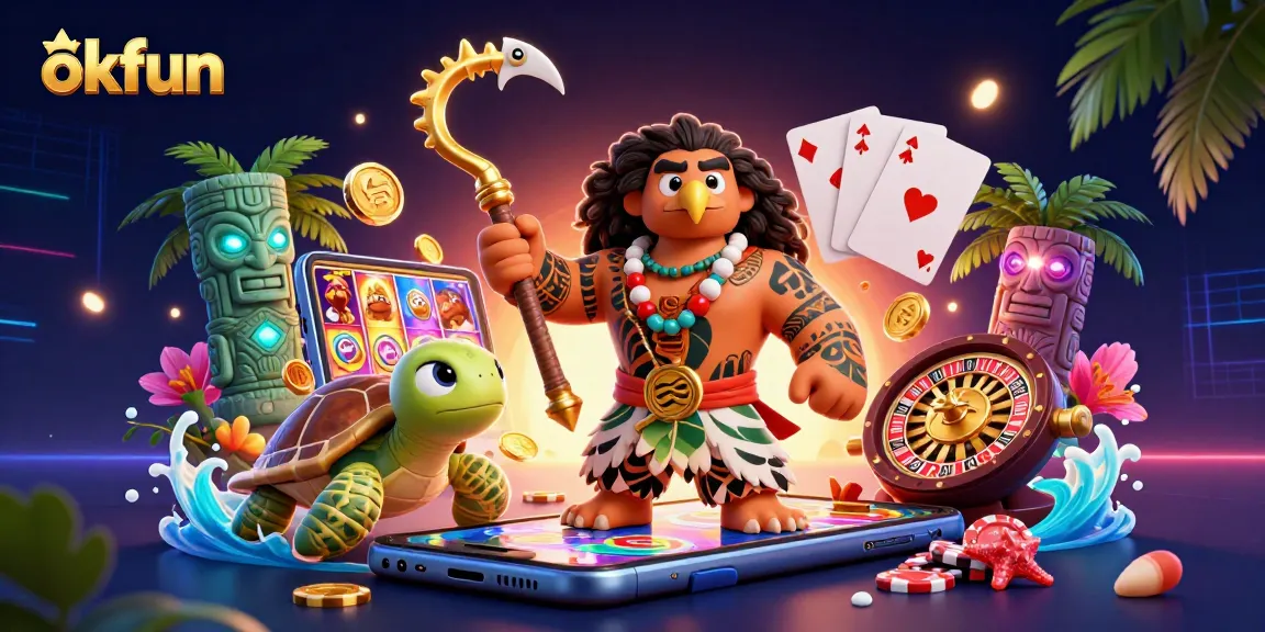 Spin the colorful slot game with okfun’s dynamic casino characters and vibrant gambling elements.