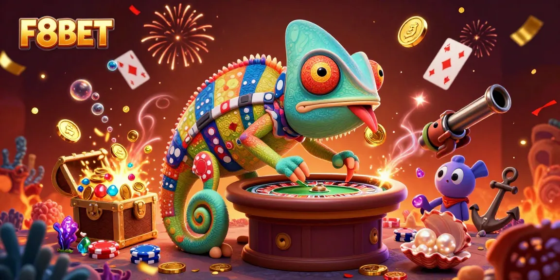 Experience vibrant gaming with F8BET's captivating 3D chameleon casino owner and dynamic elements.
