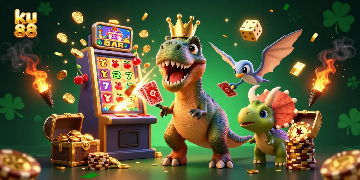 Engage in exciting gameplay with ku 88's animated characters in a vibrant casino scene.