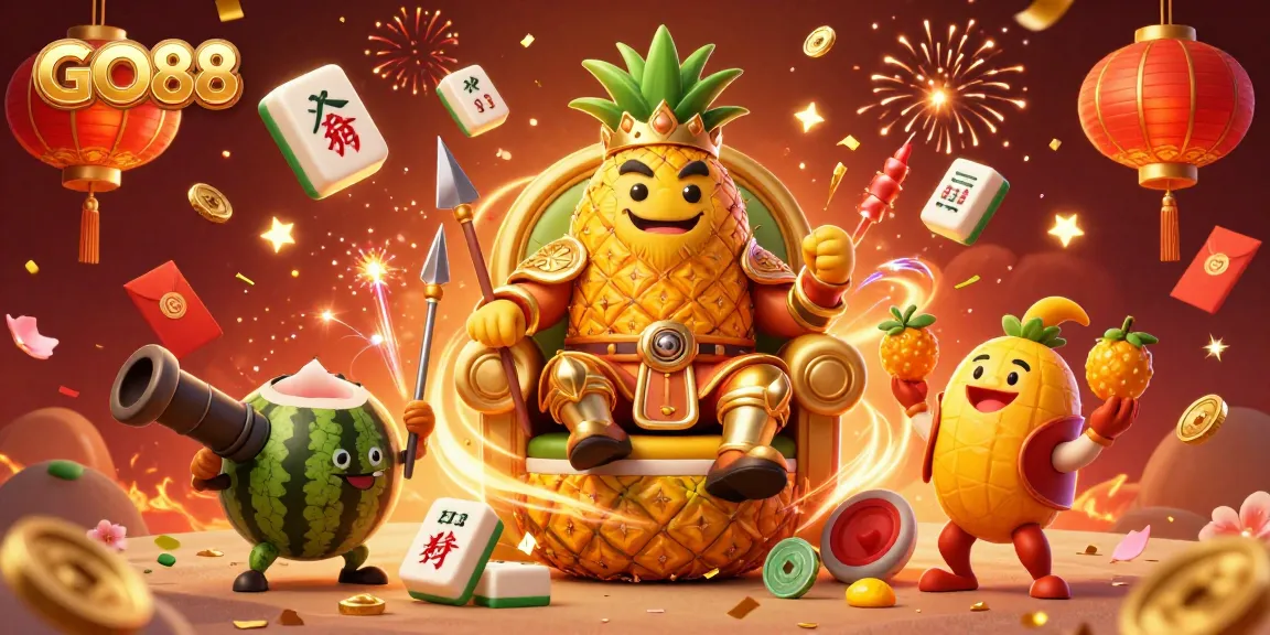 Engage in GO88's vibrant beach casino experience with festive characters and golden riches.