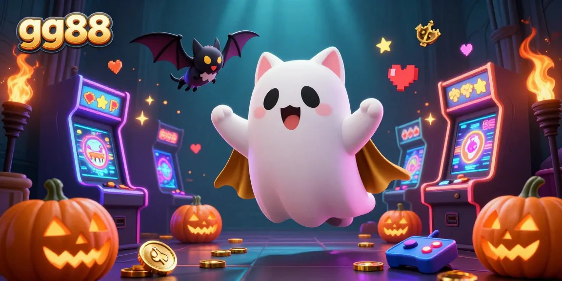 Engage with the vibrant excitement of gg88 in a haunted casino scene filled with gaming elements and spooky charm.